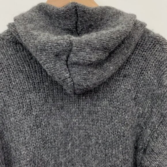 RAQUEL ALLEGRA DESTROYED BABY ALPACA OPEN FRONT HOODED CARDIGAN - Picture 8 of 14